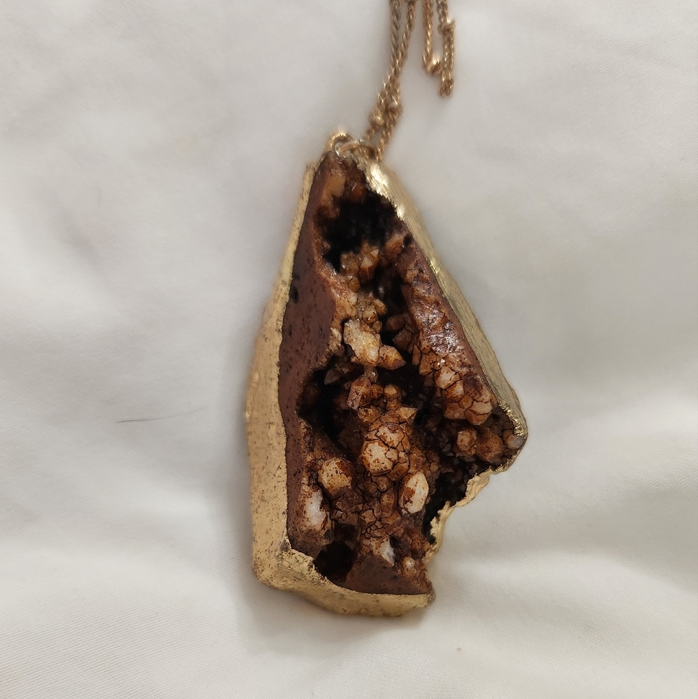 Brown Druzy Quartz Statement Necklace